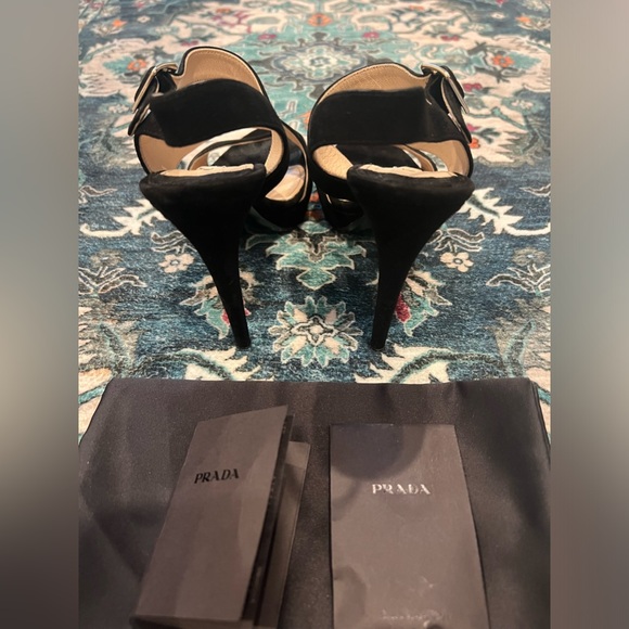 PRADA Black Suede Platform Slingback Sandals Size 38 or 8 - Picture 2 of 8